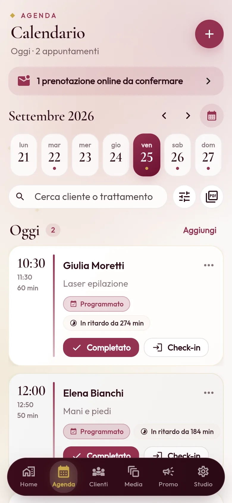 L'agenda di Lucevia sul telefono
