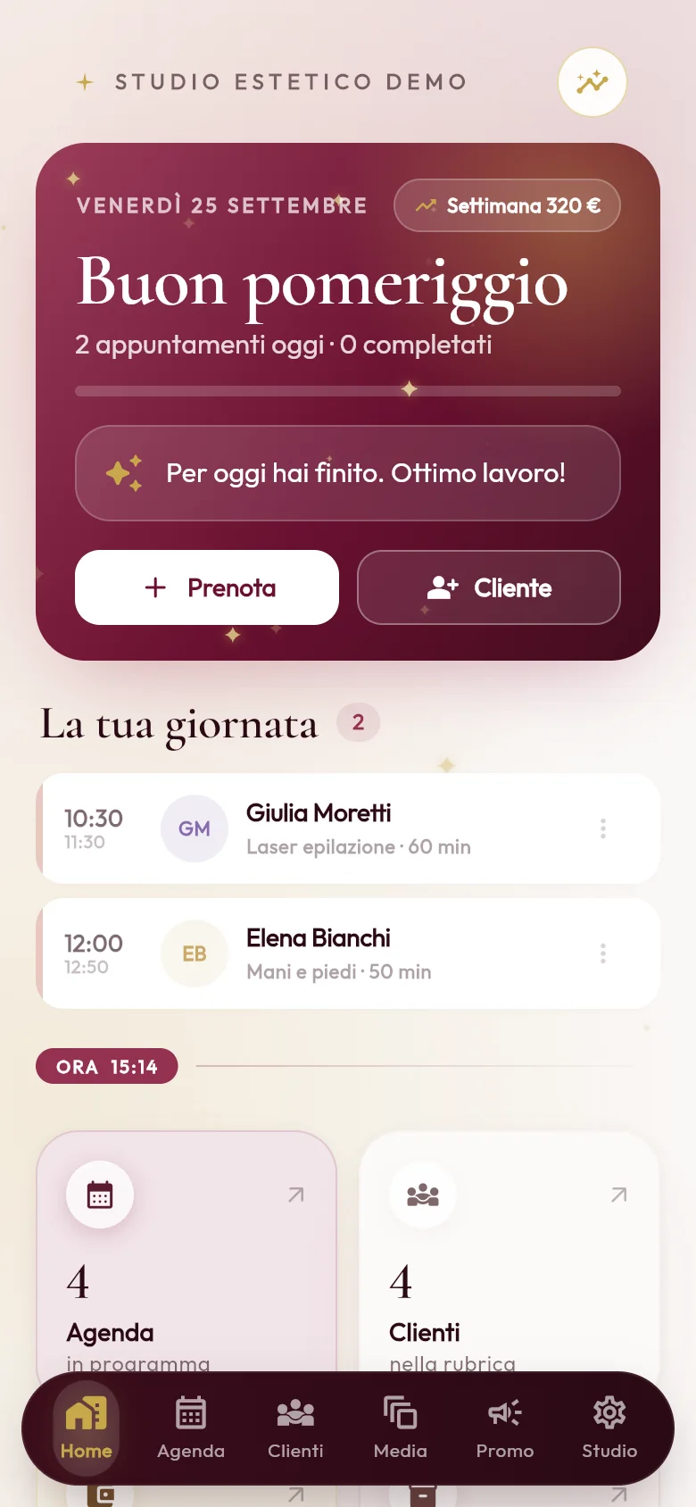 La Home di Lucevia sul telefono